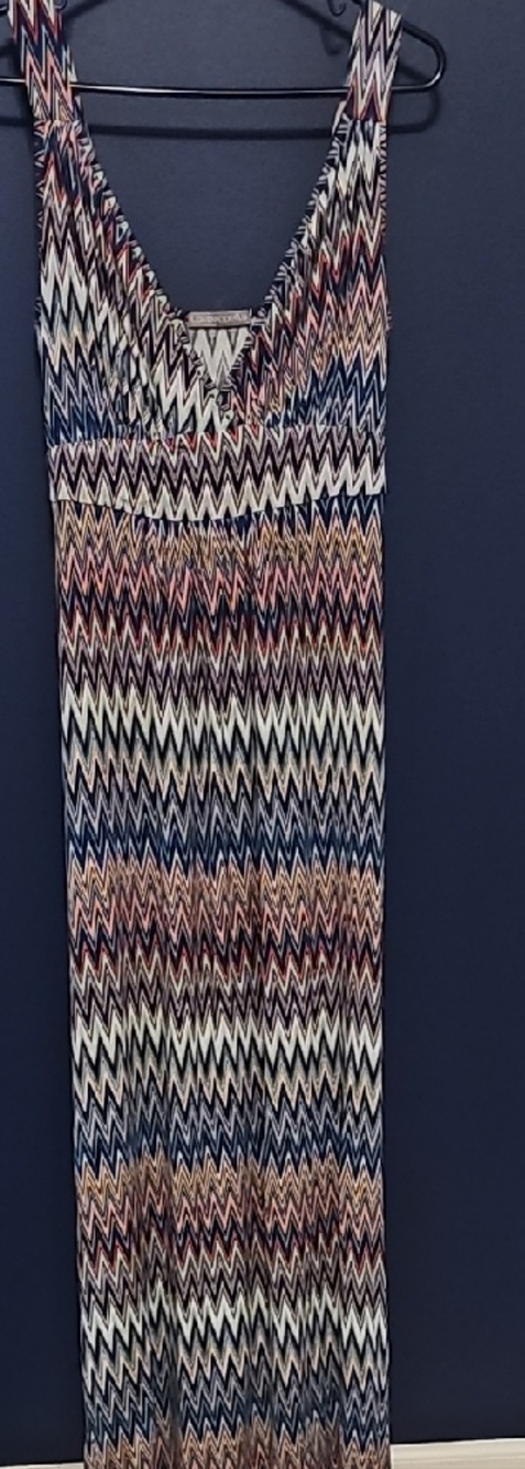 Loveappella Zigzag Maxi Dress in Blue and Pink